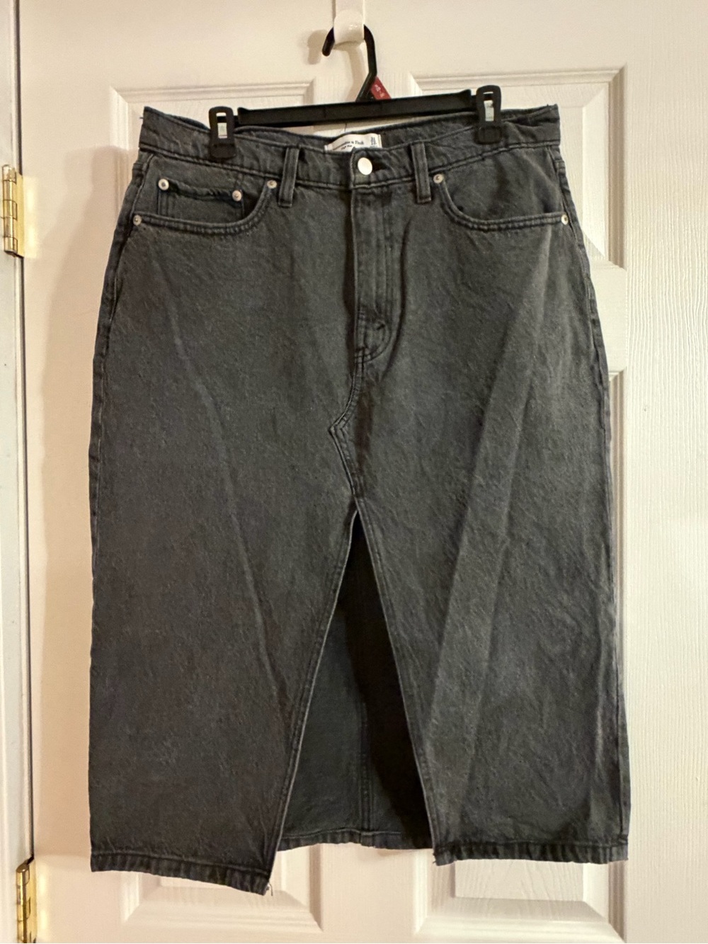Abercrombie & Fitch Women’s 31/ 12p Washed Black High Rise Slit Denim Skirt